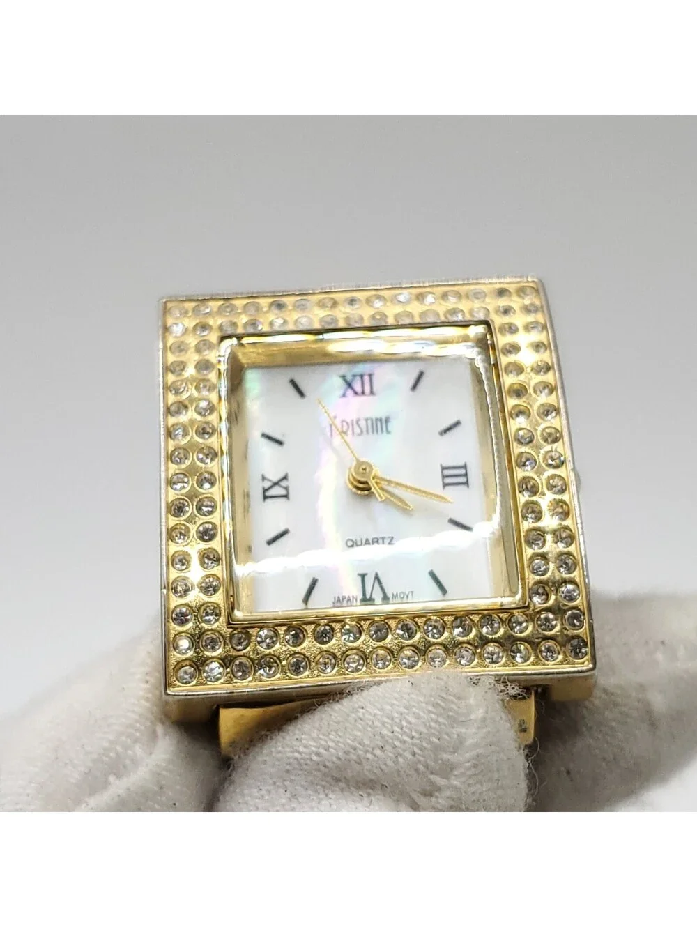 Kristine Rhinestone Bezel Square 24mm Womens Watch Gold Tone New Battery